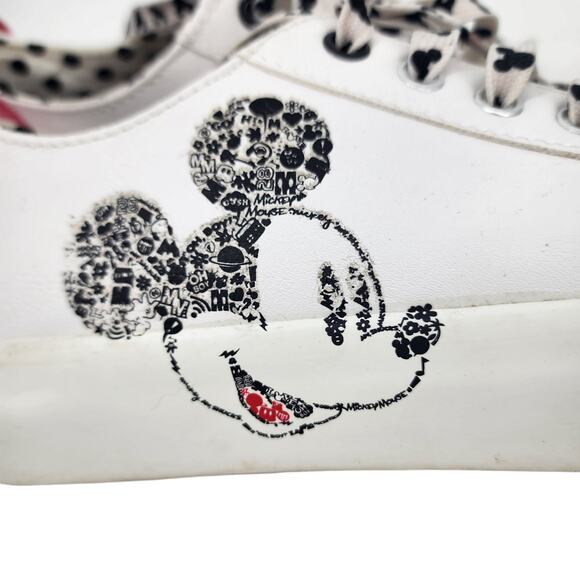 Disney Women's Mickey Mouse White Faux Leather Laced Sneakers Size 7 - Picture 4 of 6